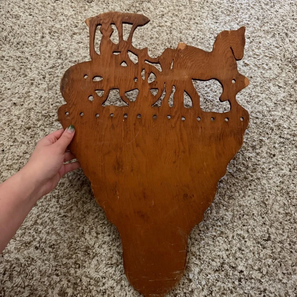 Vintage Wood Horse and Carriage Scrollwork Wall‎ Shelf Rustic Farmhouse Decor